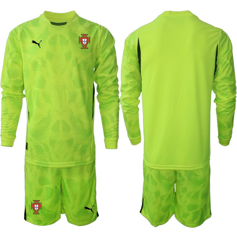 Men 2025-2026 Season Portugal Fluorescent green long sleeve goalkeeper Blank Soccer Jersey->portugal jersey->Soccer Country Jersey